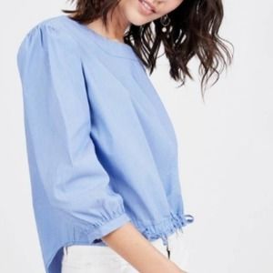 Ava Easy Striped Crop Top S blue